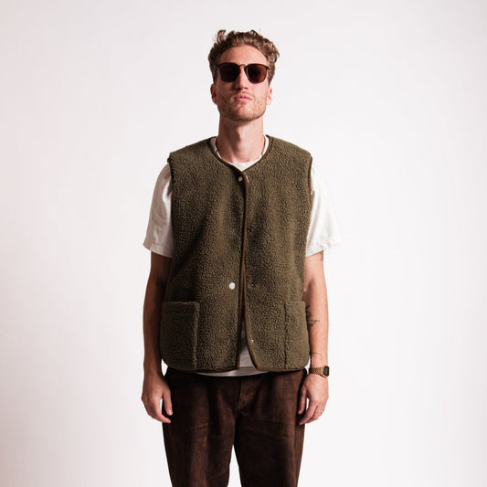 Green and White Reversible Fleece Vest