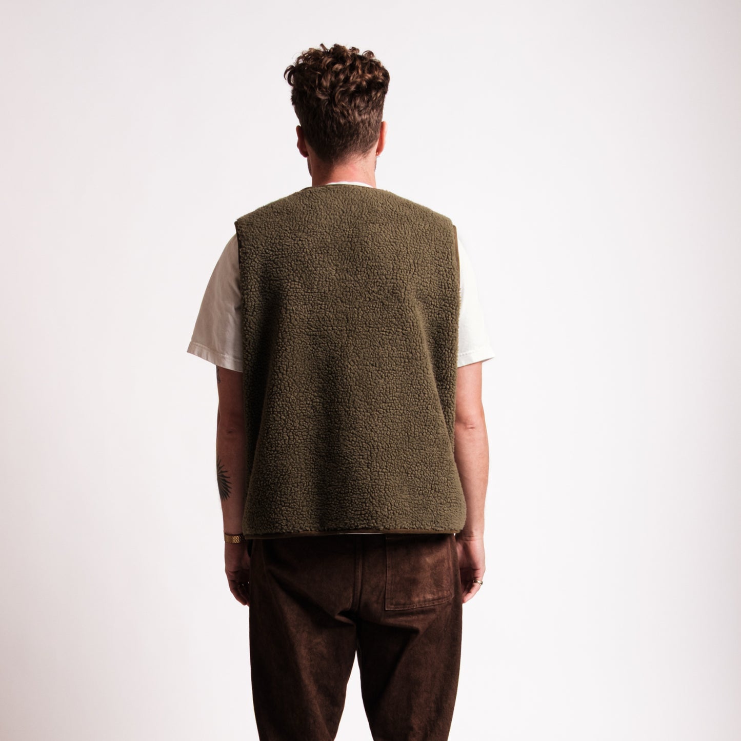 Green and White Reversible Fleece Vest