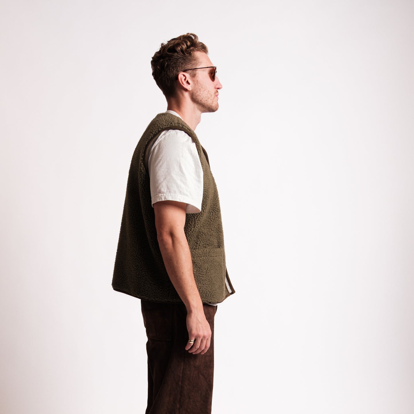 Green and White Reversible Fleece Vest