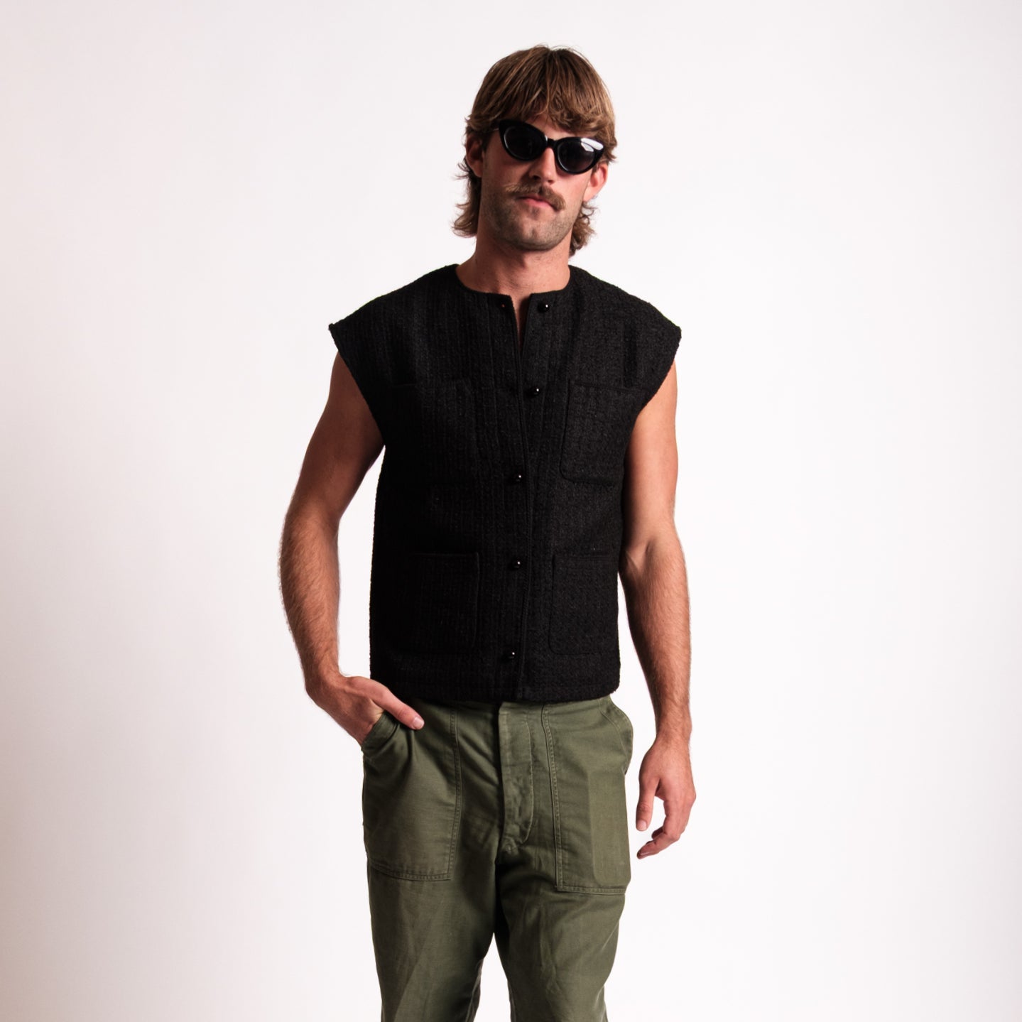 Black Wide Shoulder Vest