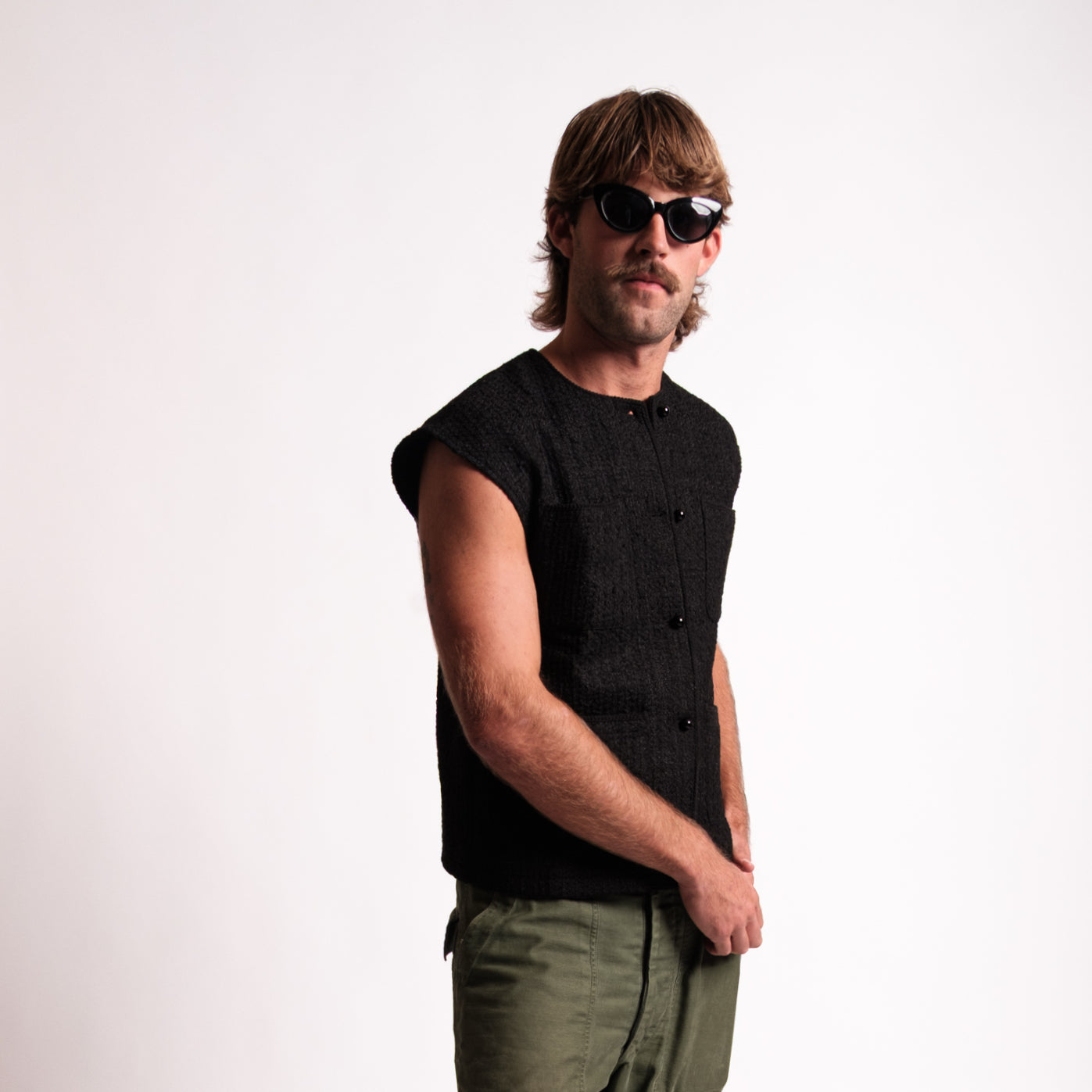 Black Wide Shoulder Vest