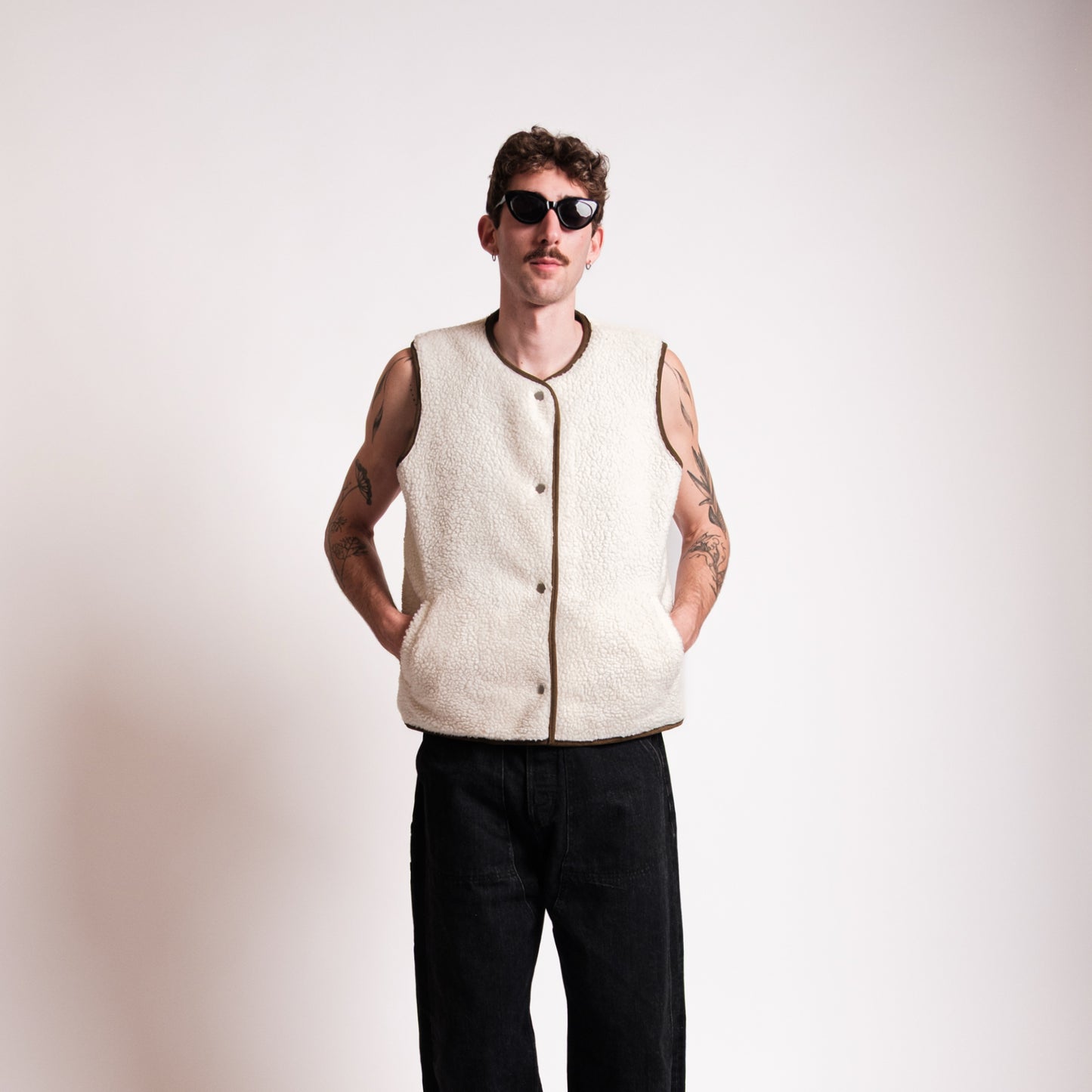 Green and White Reversible Fleece Vest