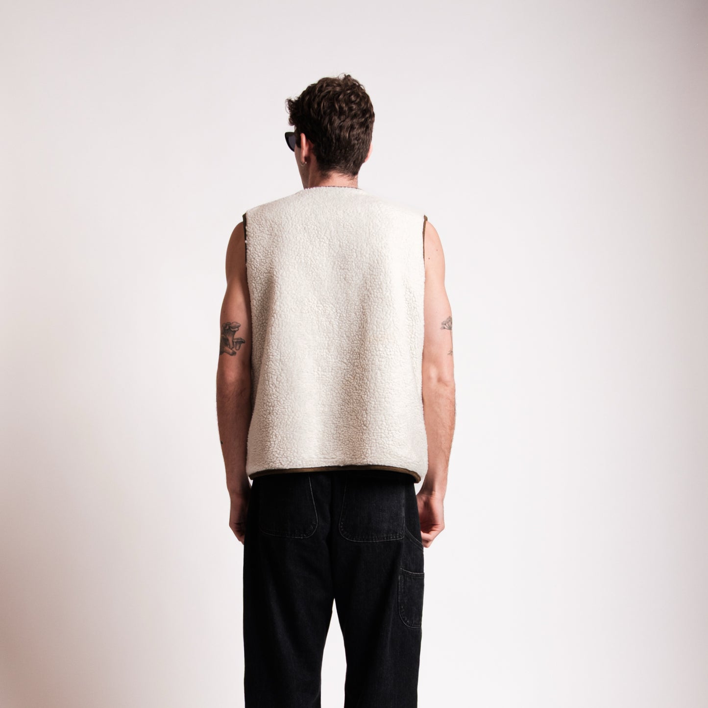 Green and White Reversible Fleece Vest