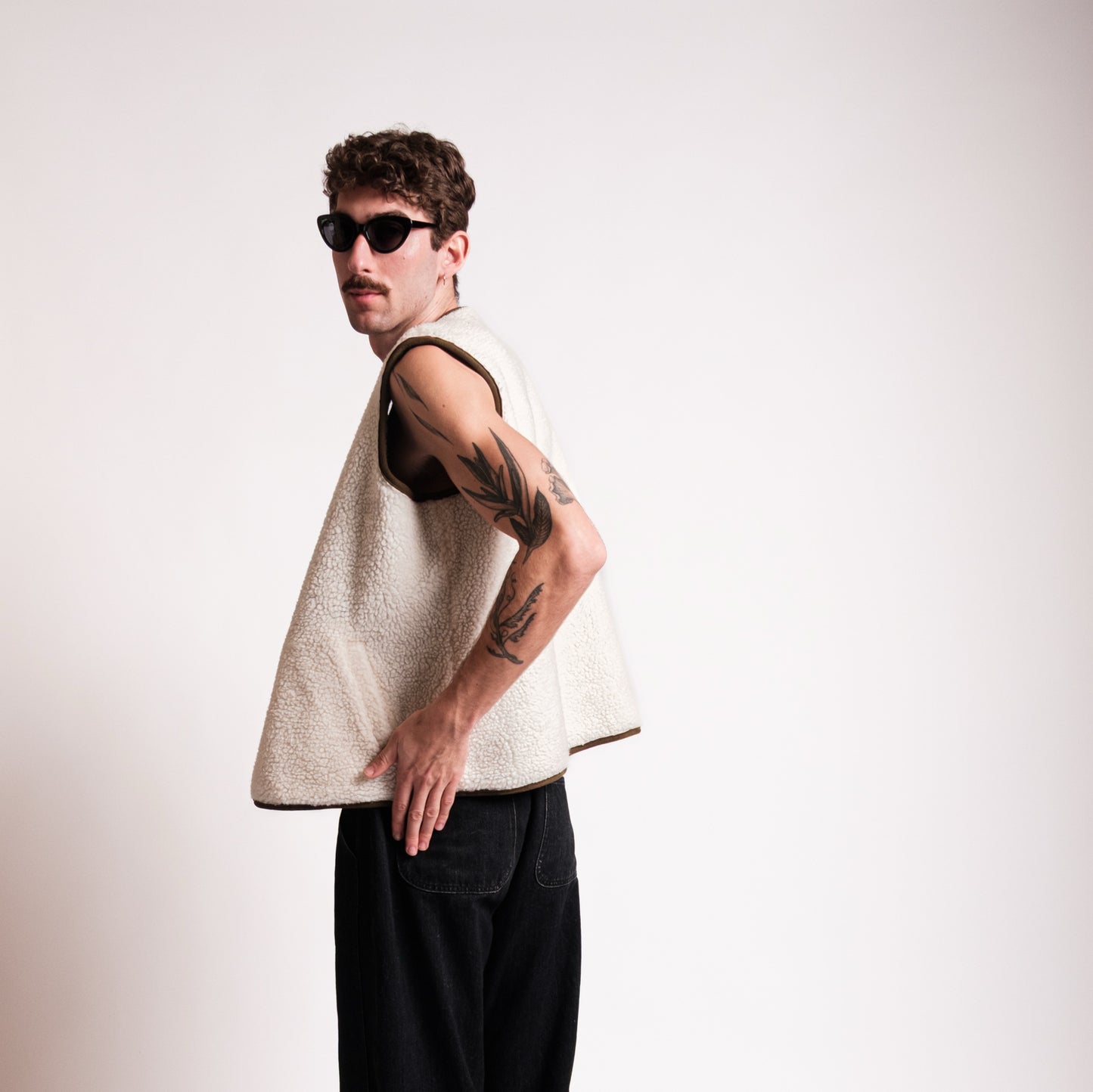 Green and White Reversible Fleece Vest