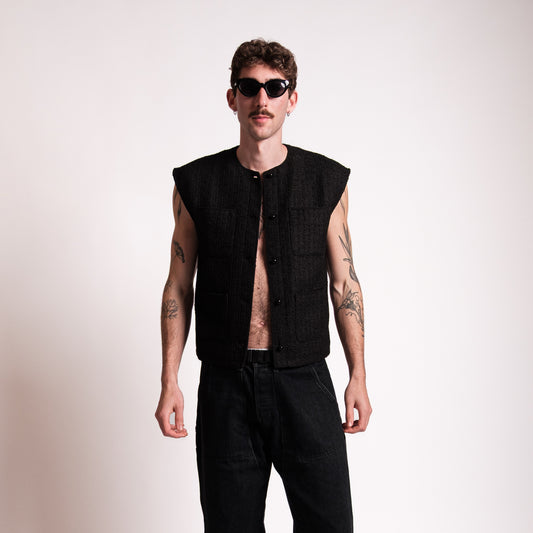 Black Wide Shoulder Vest